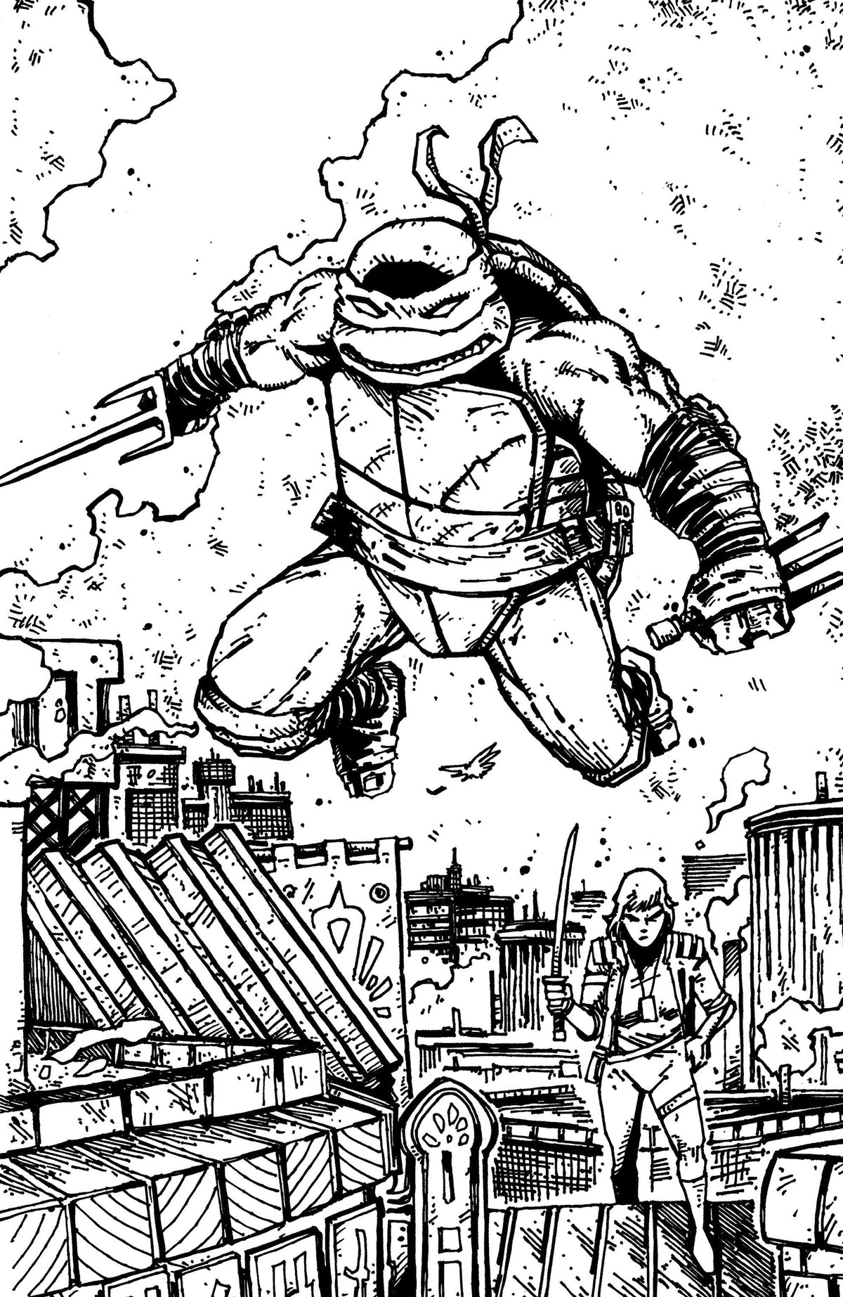 Teenage Mutant Ninja Turtles #22 Variant Ri (10) (Eastman & Bishop Black & White Full Art)
